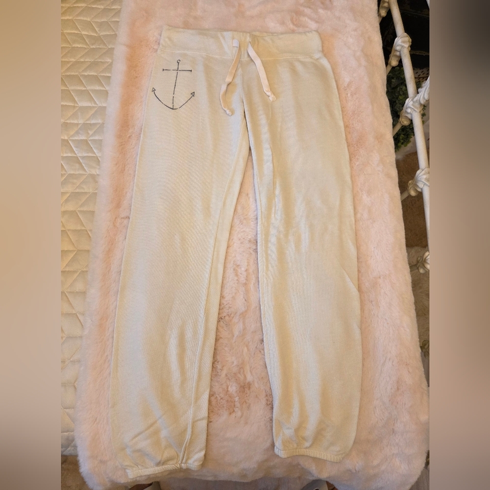 DELiA's Cream Jogger Pants with Anchor Design